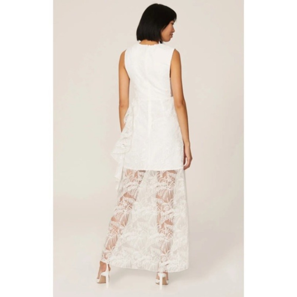 ONE33 Social White Lace Ruffle Midi Dress Size 4 High-Low Formal Bridal Party - Picture 3 of 16